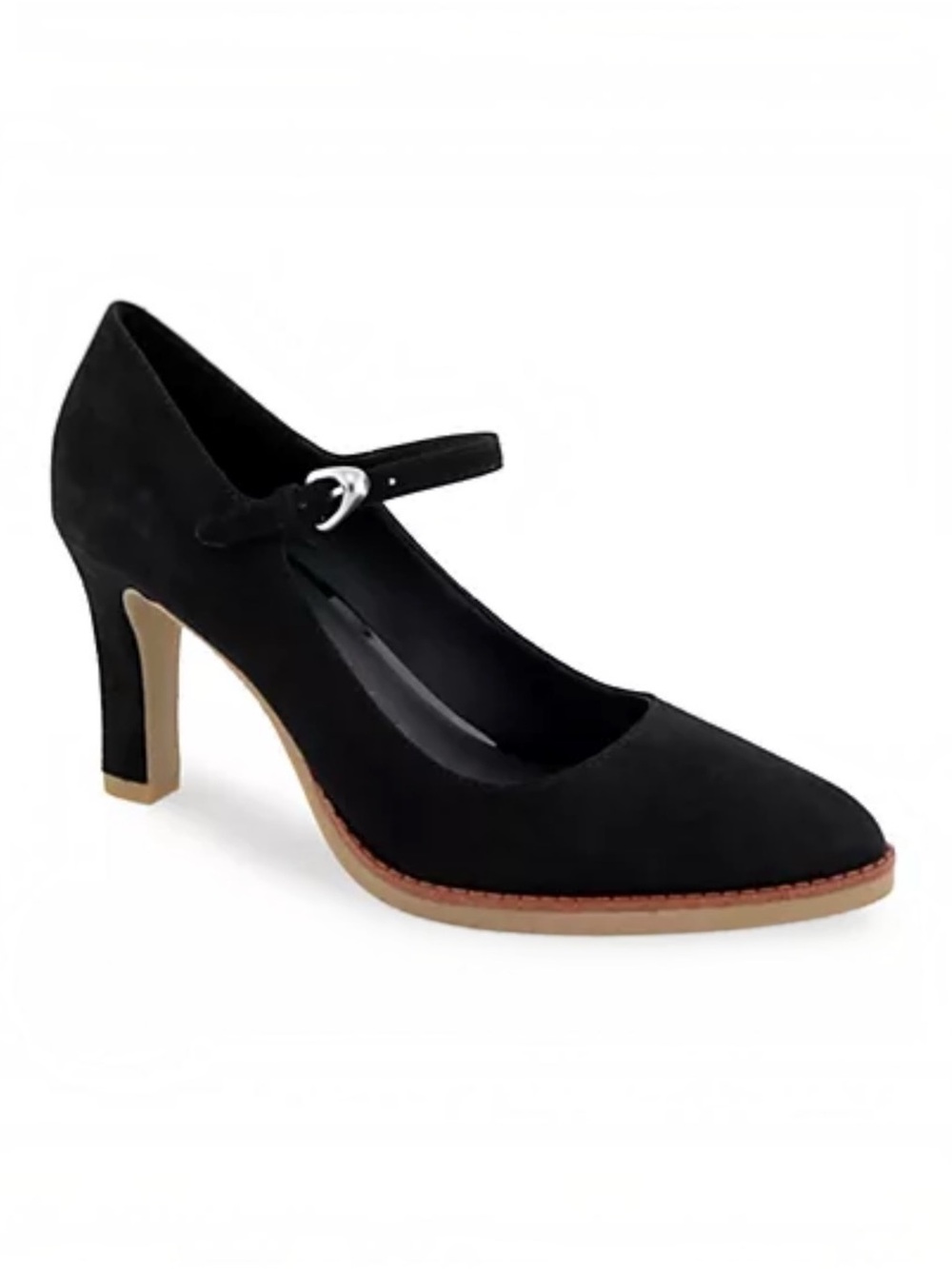 Aerosoles Suede Stiletto Black Heel Pump Mary Jane Lois 9 NEW